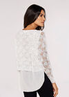 Sequin Layered Knit Top, Cream, large