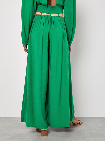 Pleated Palazzo Trousers With Belt
