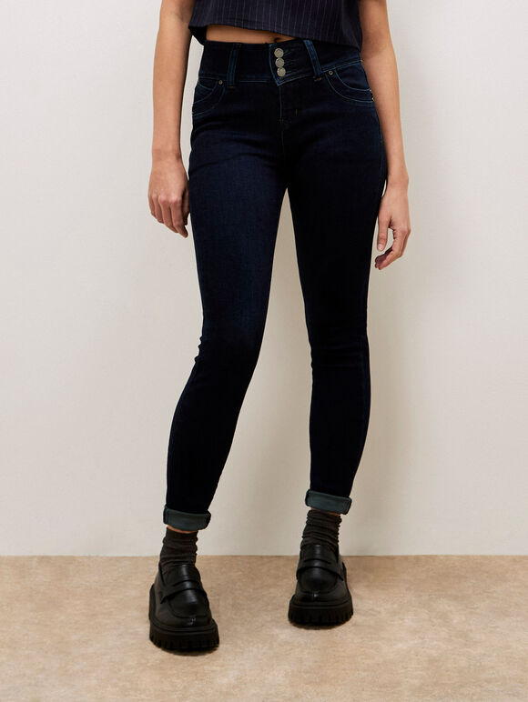 Sisi High Waist Skinny Fit Jeans, Blue, large