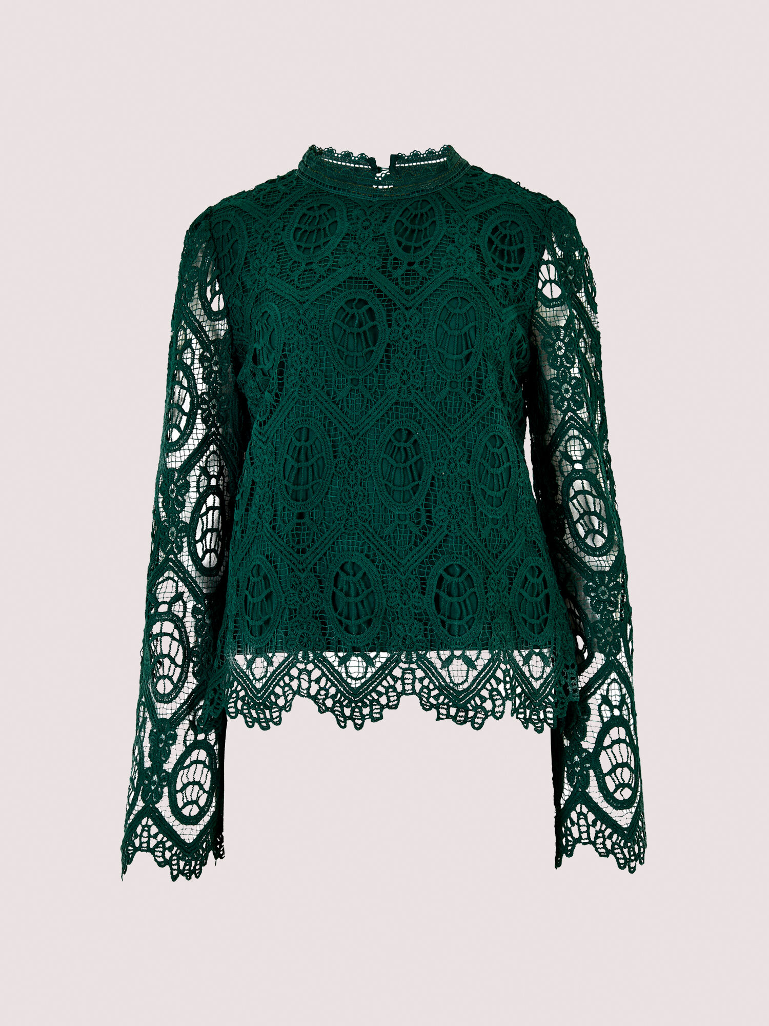 Lace Scallop Top Shorts Green Apricot Clothing