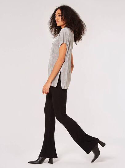 Metallic Plisse V-Back Top