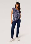 Garden Floral Top, Navy, large