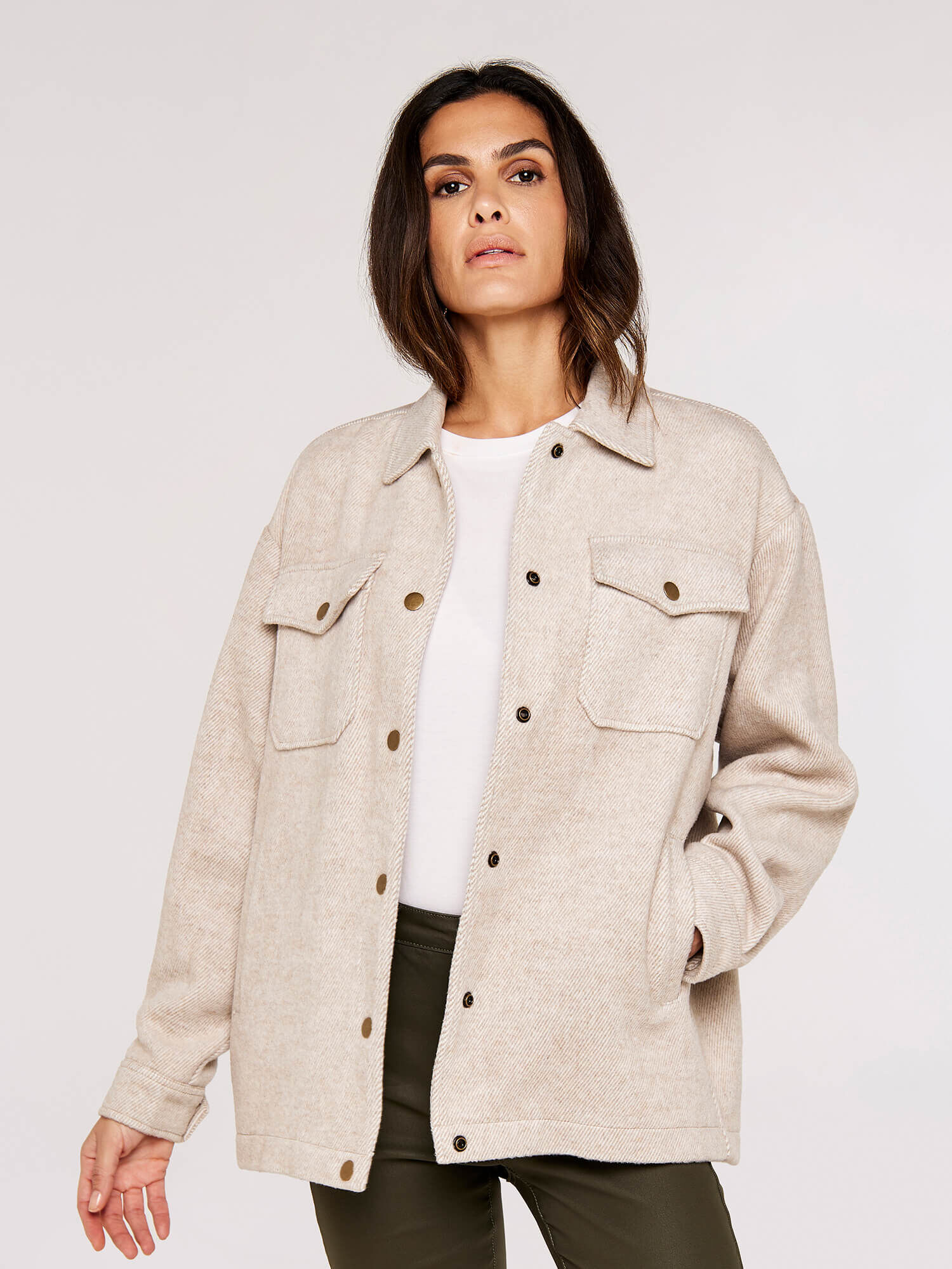 ジャケット・アウター STONE  TWILL COTTON OVERSHIT M Stone Island Garment Dyed Cotton Zip Overshirt Musk at CareOfCarl.com