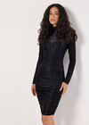 Animal Jacquard Velvet Mini Dress, Black, large
