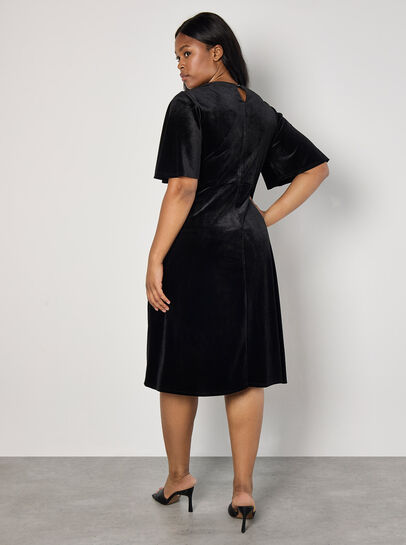 Curve Velvet Fit And Flare Midi Dress