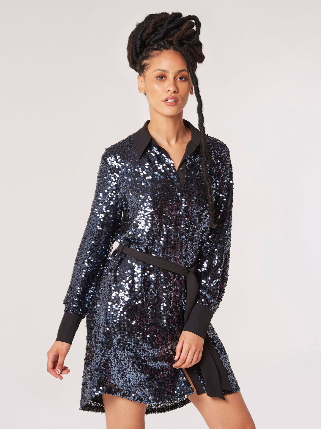 Image of Sequin Shirt Mini Dress
