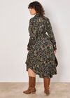 Curve Paisley Floral Shirt Midi Dress, Black, large