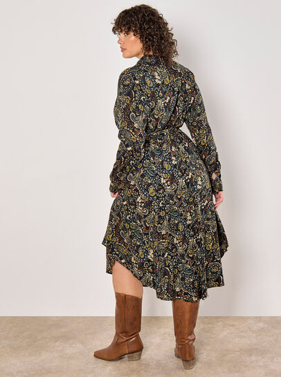 Curve Paisley Floral Shirt Midi Dress