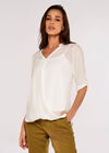 Slub Shimmer Twist Top, Cream, large