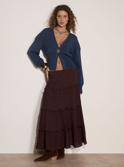 Ribbed Knit Hammered Button Cardigan