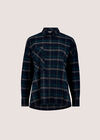 Oversized Check Print Shirt, Navy, large