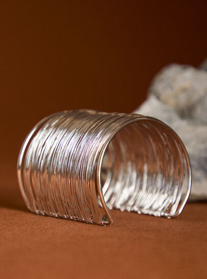 Silver Tone Wide Cuff Bracelet