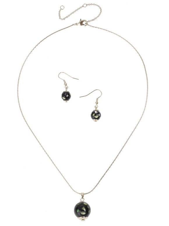Speckled Sphere Necklace Set, Gold, large