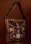 Floral Embroidered Shoulder Bag, Brown, large