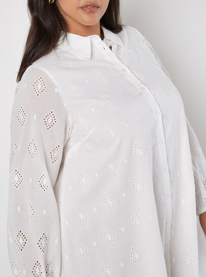 Curve Cotton Broderie Shirt Mini Dress
