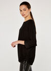 Oversized Drawstring Top, Black, large