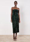 Sequin Bandeau Velvet Bodycon Midi Dress, Green, large