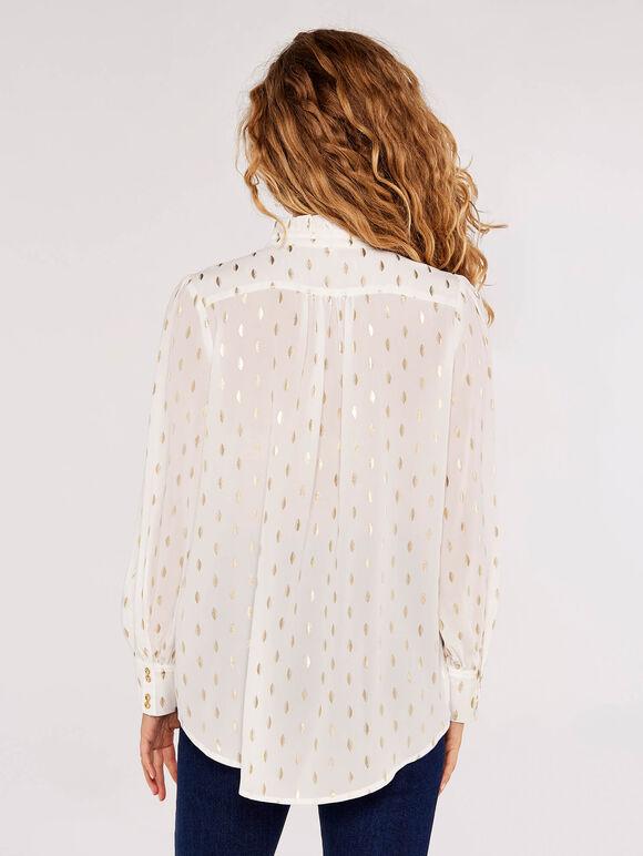Foil Oval Pintuck Blouse, Cream, large