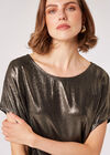 Oversized Metallic Sparkle Top, Silver, large