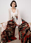 Tie-Dye Textured Palazzo Trousers, Khaki, large
