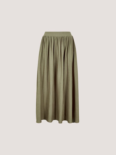 Linen Pleated Midi Skirt
