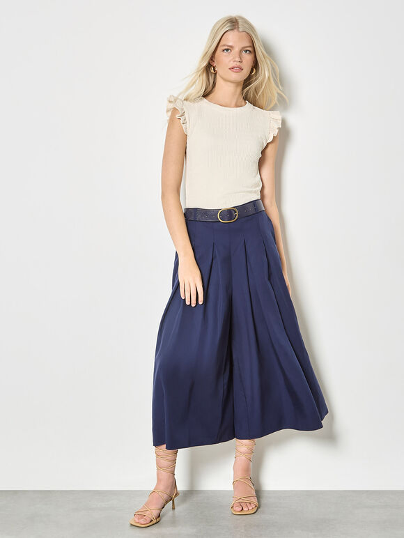 Textured Jersey Ruffle Sleeve T-Shirt, Stone, large