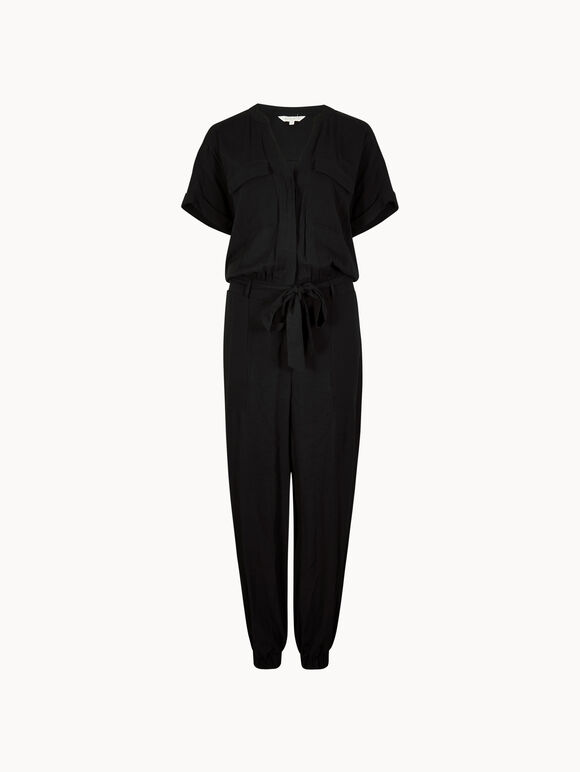 Soft Woven Utility Jumpsuit, Black, large