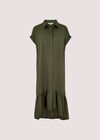 Boxy Tiered Midi Dress, Khaki, large