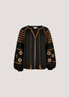 Aztec Embroidered Blouse, Black, large