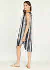 Batik Stripes Curved Hem Dress, Navy, large