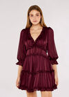 Ruffle Tiered Mini Dress, Burgundy, large