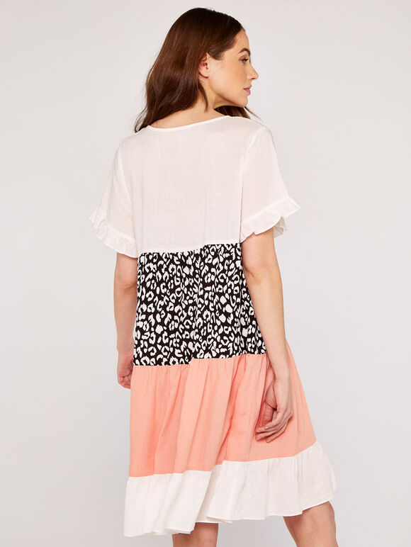 Multi Animal Block Dress, Pink, large