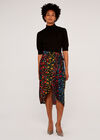 Floral Wrap Skirt, Black, large