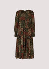 Patchwork Chiffon Midi Dress, Green, large