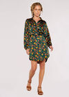 Floral Shirt Mini Dress, Green, large