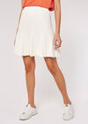 Pleated Knitted Mini Skirt, White, large
