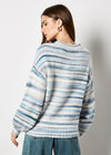 Multicoloured Stripe Soft Jumper, Navy, large
