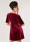 Velvet Button-Down Mini Dress, Burgundy, large