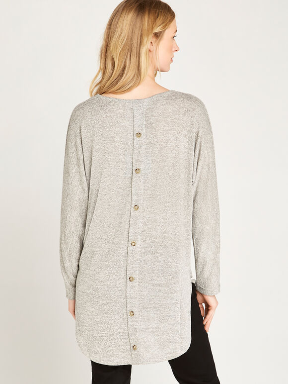 Melange Button Back Jumper, Stone, large