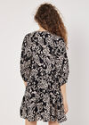 Ikat Sarasa Tiered Mini Dress, Black, large