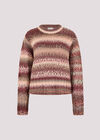 Chunky Knit Tonal Stripe Jumper, Burgundy, large