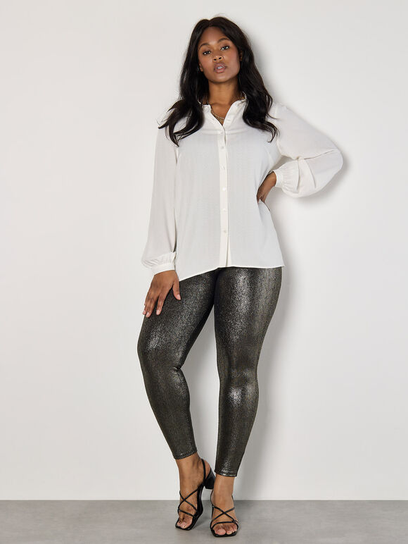 Curve Metallic Shimmer Leggings, Yellow, large
