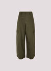 Wide Leg Cotton Cargo Trousers, Khaki, large