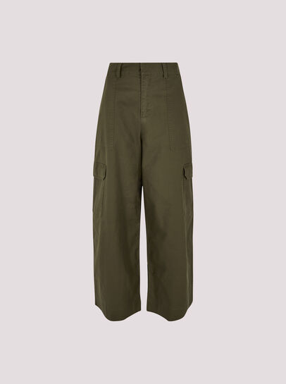 Wide Leg Cotton Cargo Trousers