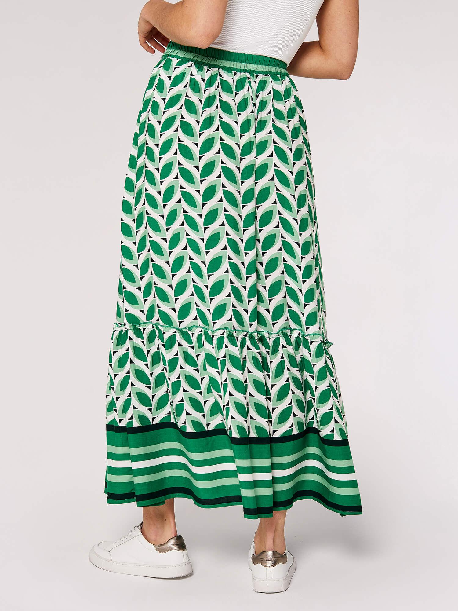 Green leaf maxi skirt clearance