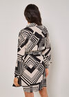 Geo Squares Shirt Mini Dress, Stone, large