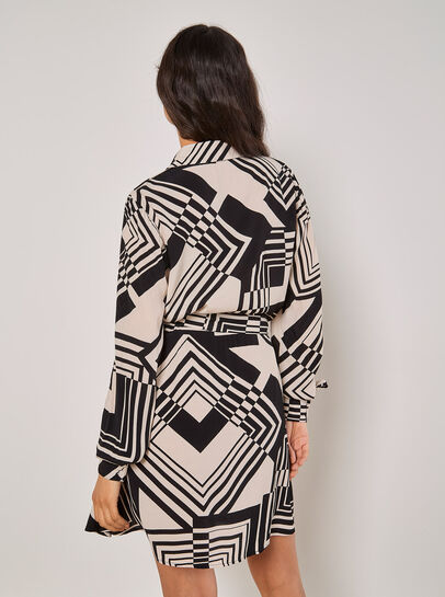 Geo Squares Shirt Mini Dress