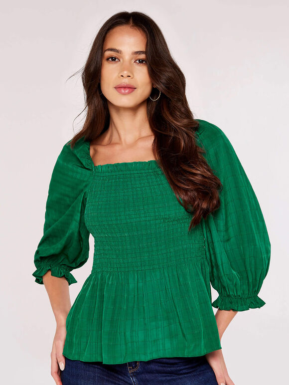 Self Check Smock Top, Green, large