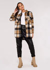 Checked Oversized Shacket, Stone, large