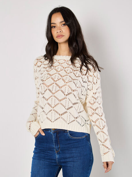 Diamond Pointelle Boxy Jumper